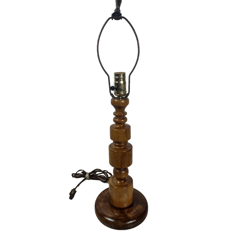 Vintage Wooden Table Lamp Base Retro Turned Wood Cottagecore Granny 1960's Chic